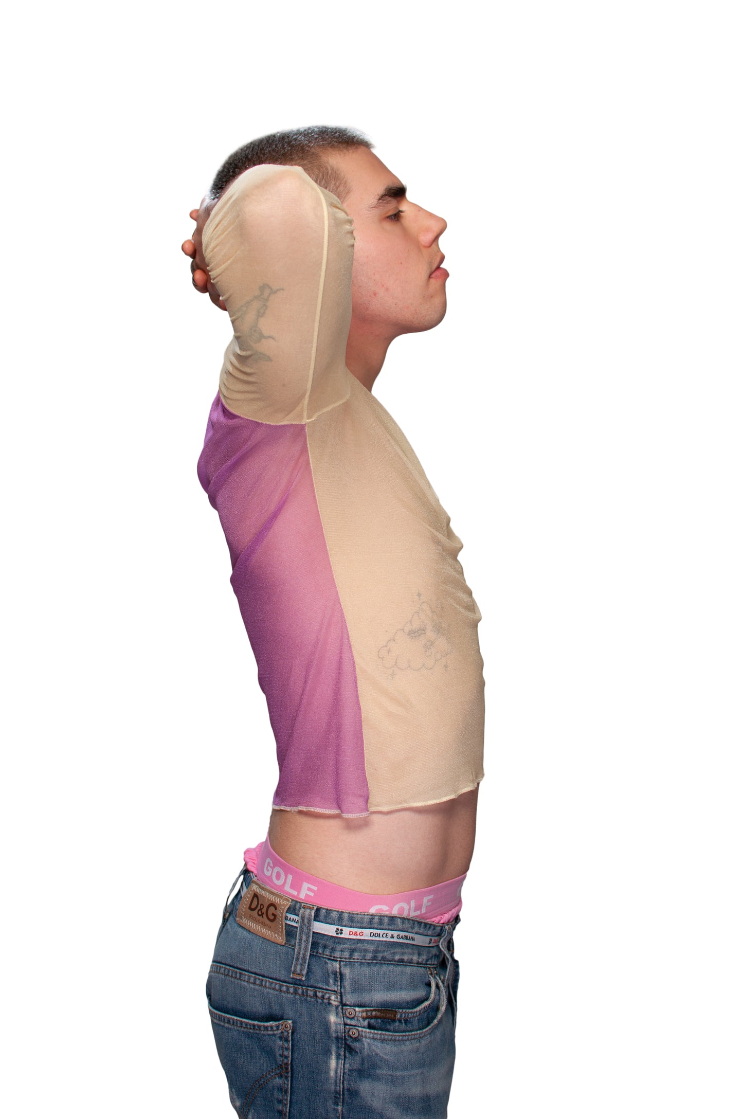 mesh 3/4 sleeve t-shirt