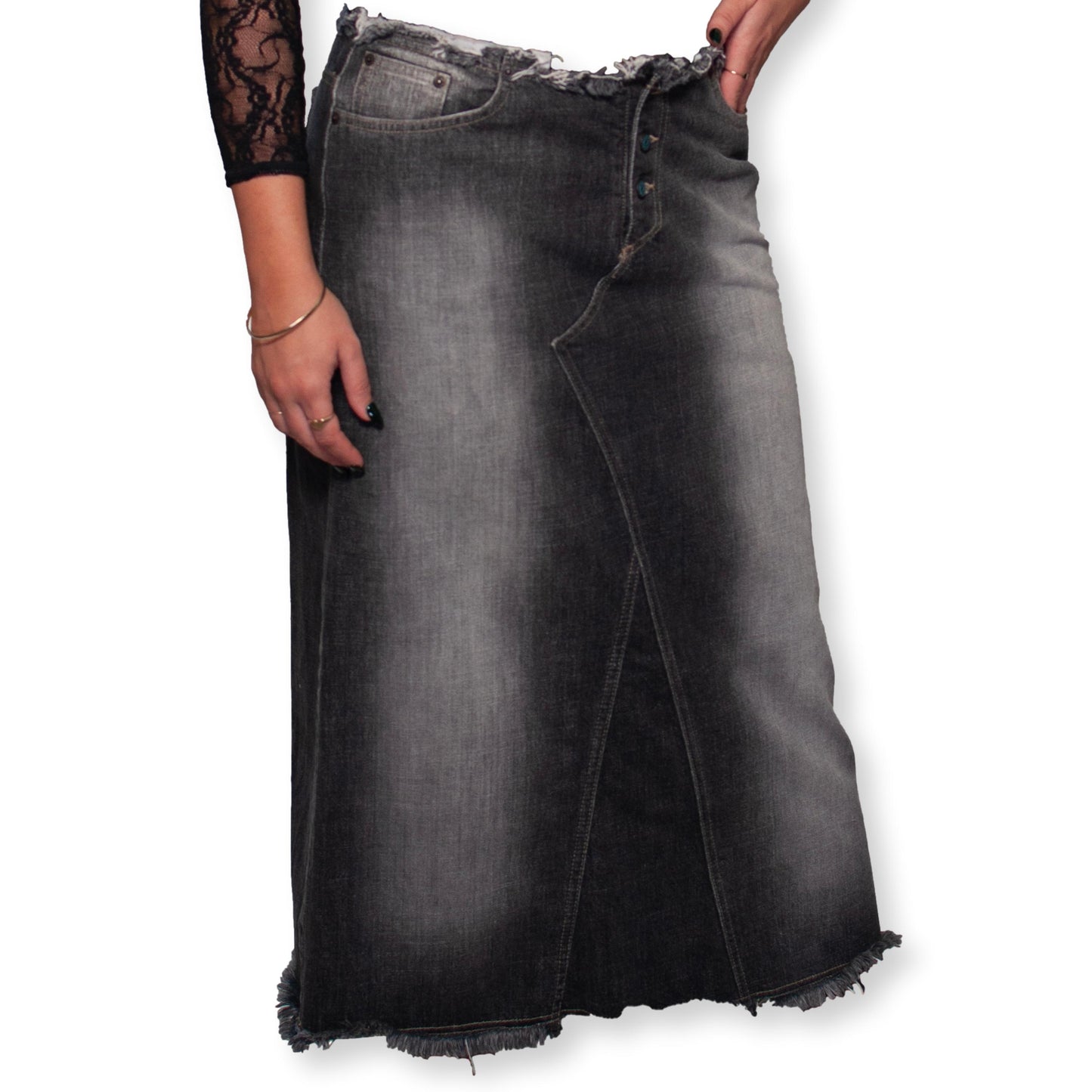 Vintage denim maxi skirt