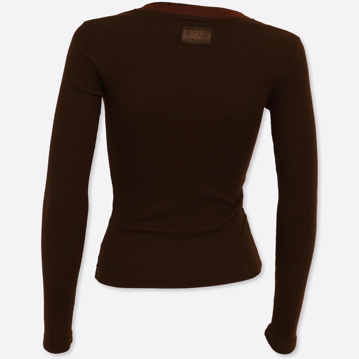 Dolce & Gabbana Brown Ribbed Long Sleeve Top, Size 6