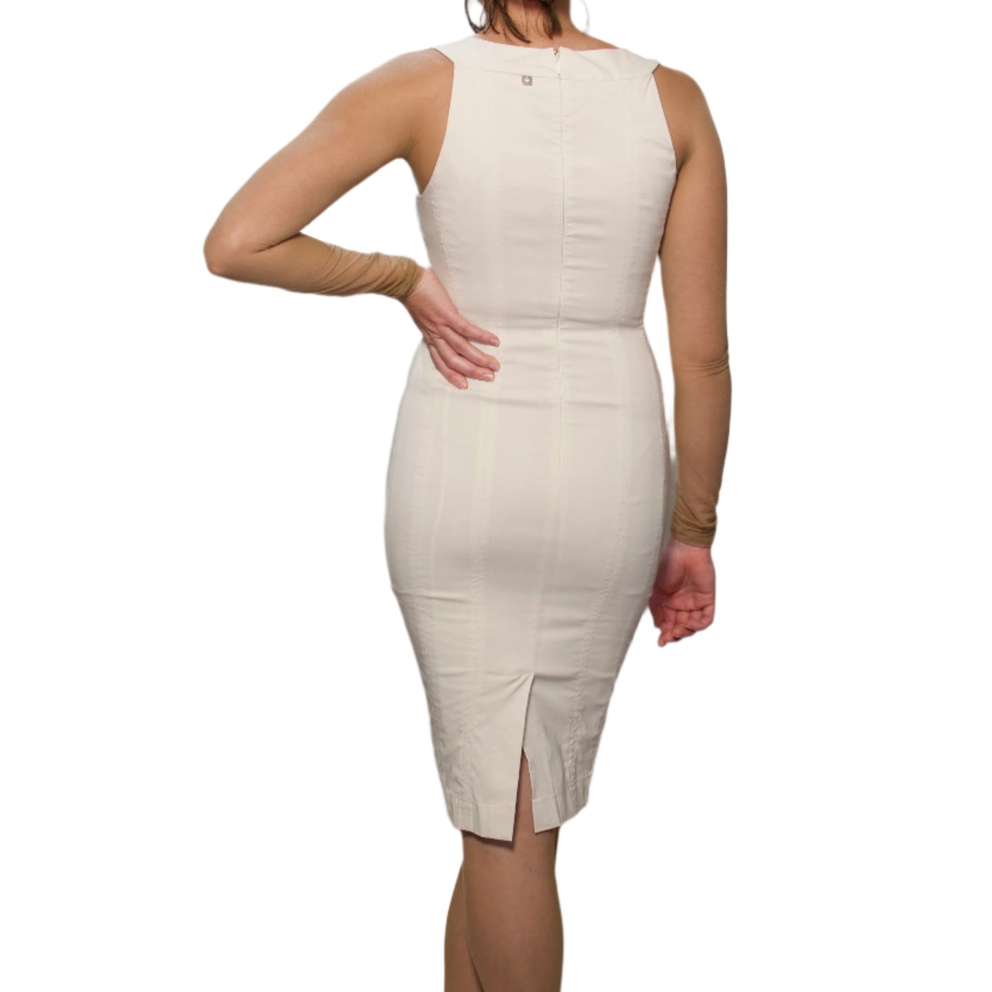 Cream twinset body con dress
