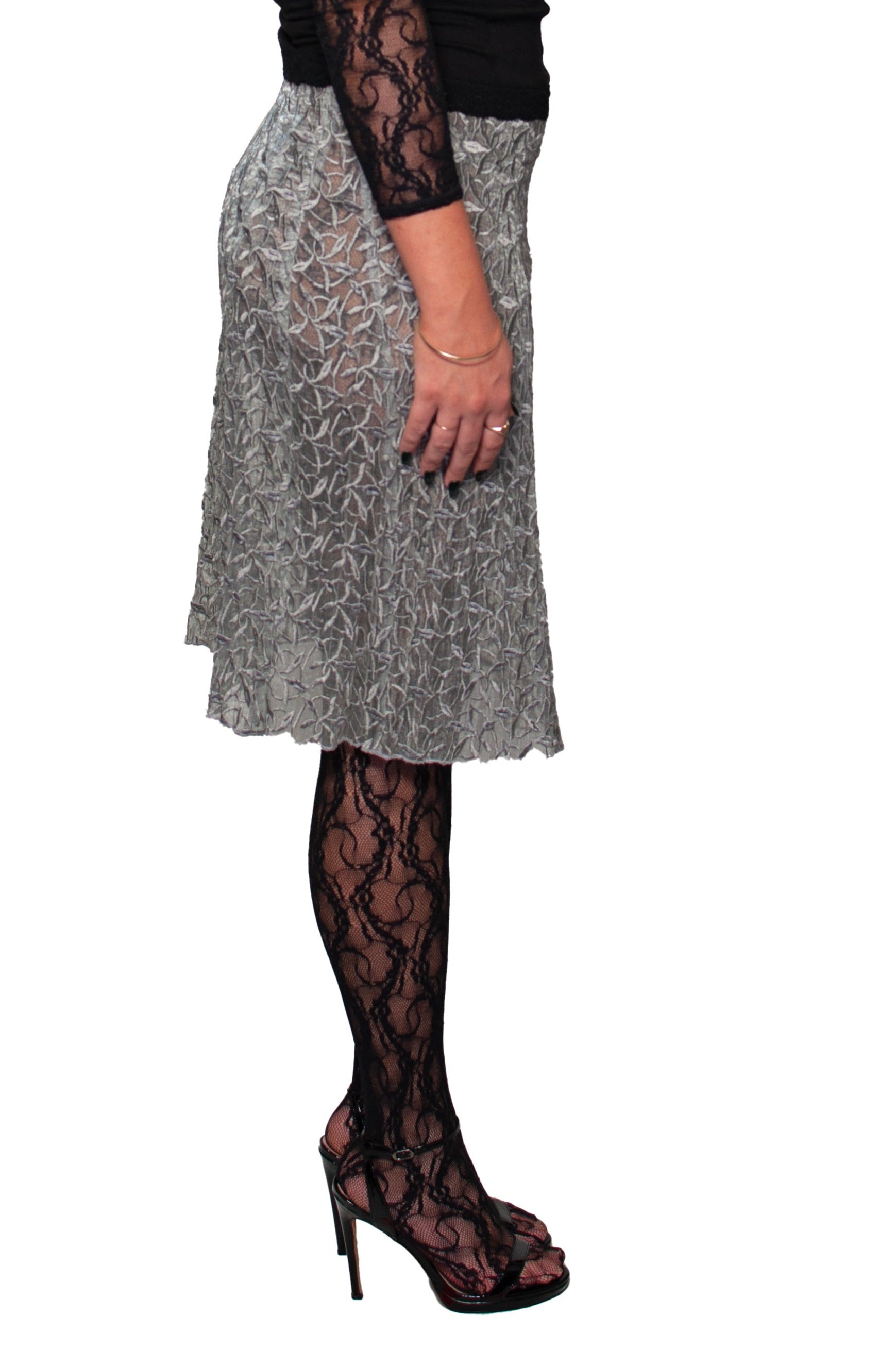 grey sheer lace skirt