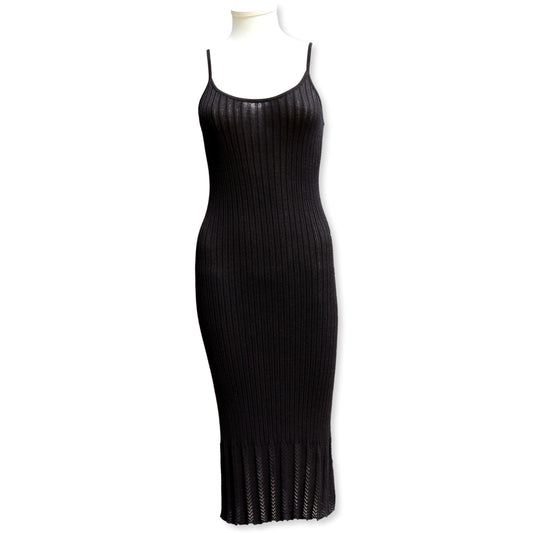 Sheer knit slip dress black armani