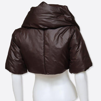 brown cropped puffer jacket