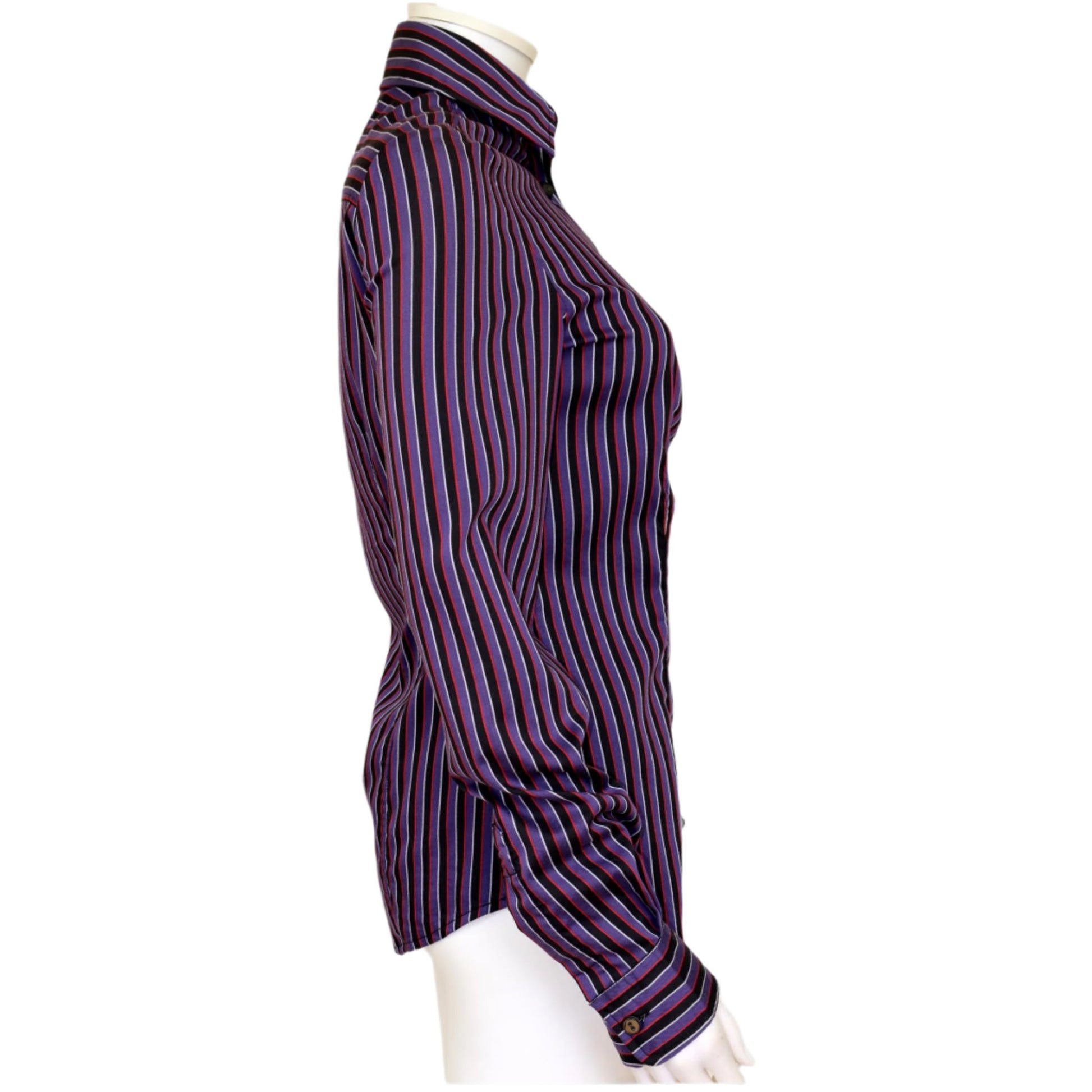 Miss Sixty Purple Stripe Button Up Long Sleeve