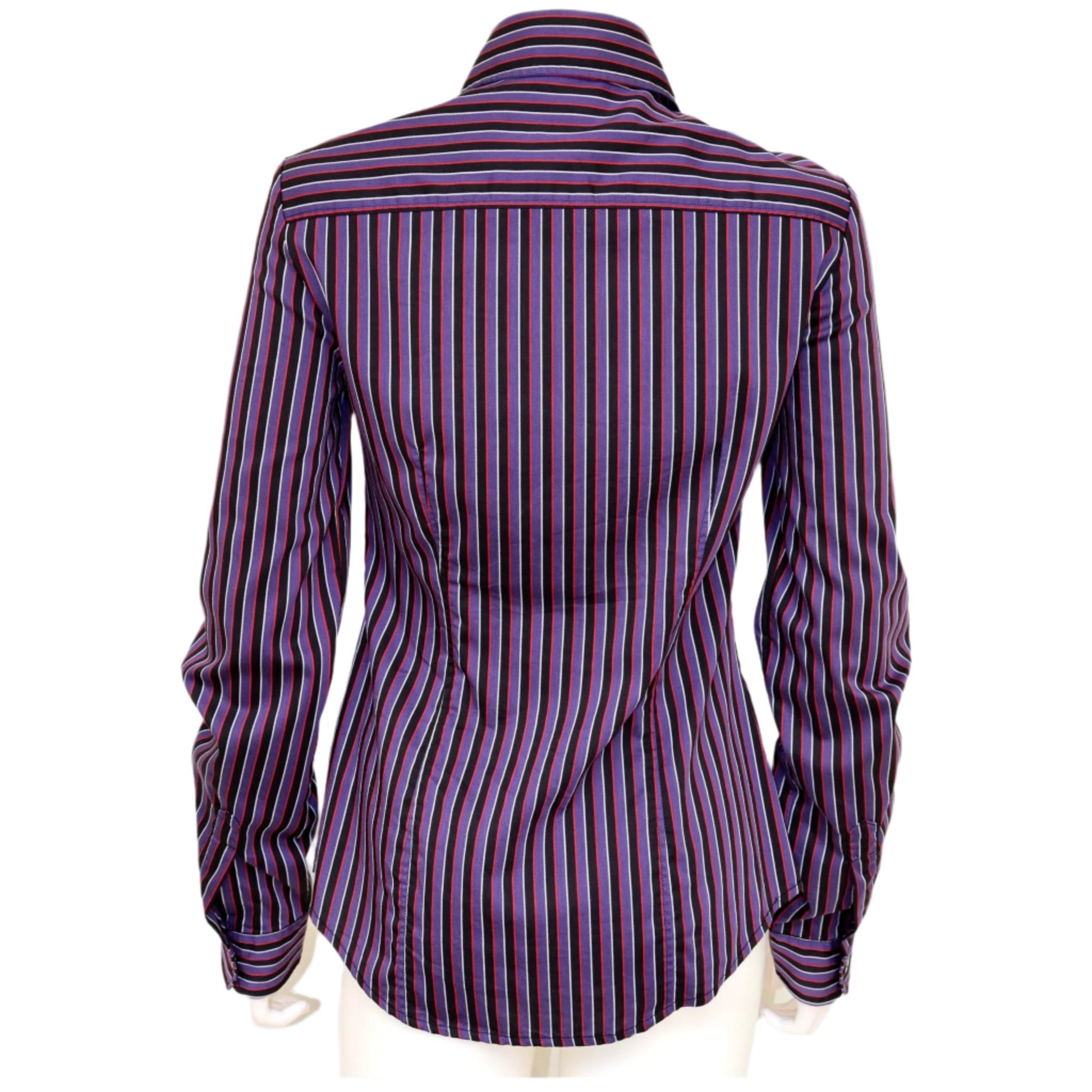 Miss Sixty Purple Stripe Button Up Long Sleeve