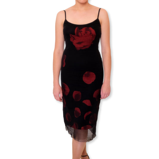 Vintage moschino black rose dress