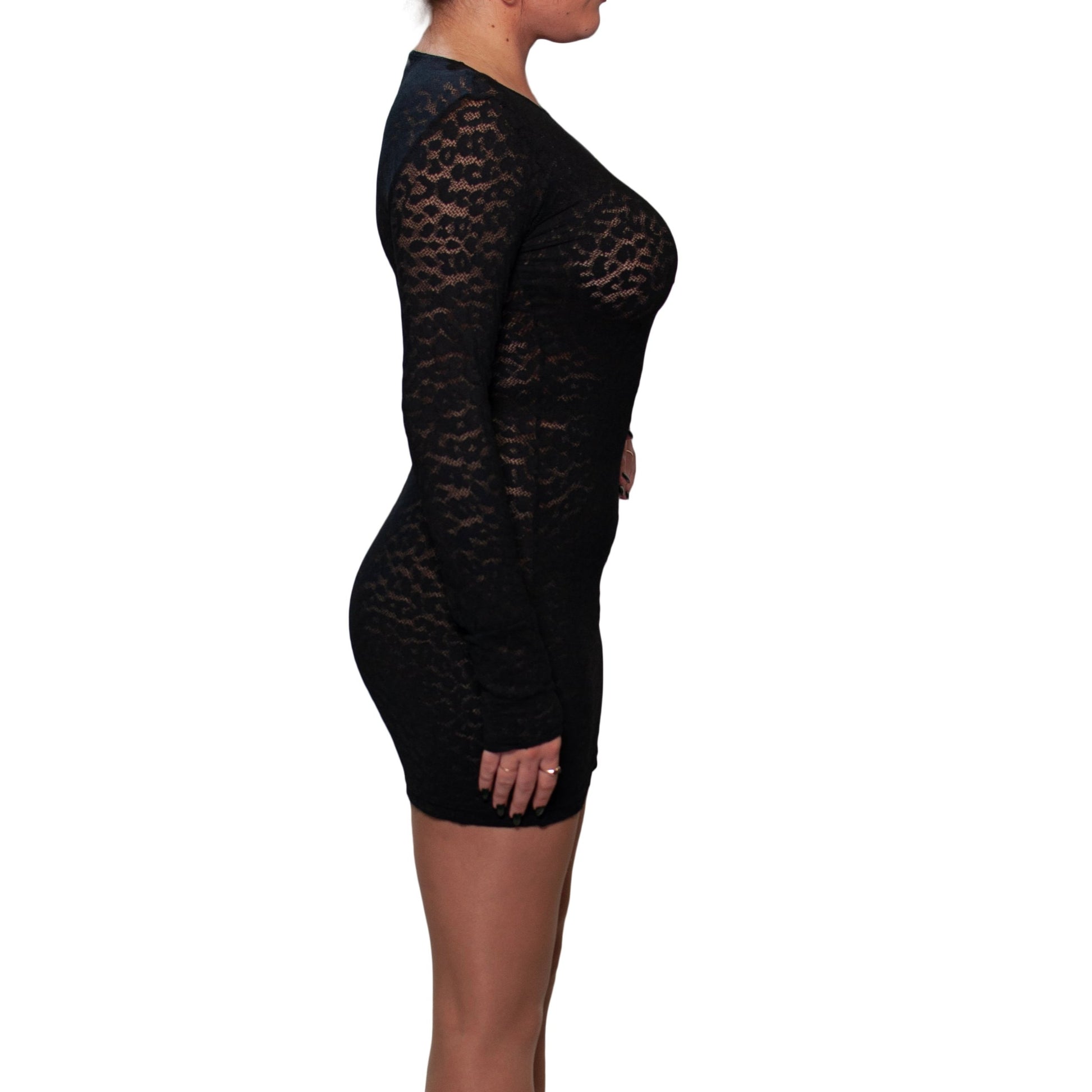 Wolford long sleeve sheer black mini dress