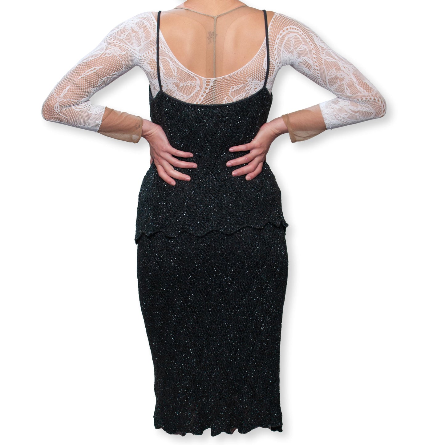 Robert Scarpa, Vintage crochet top–skirt set,Size 6-8