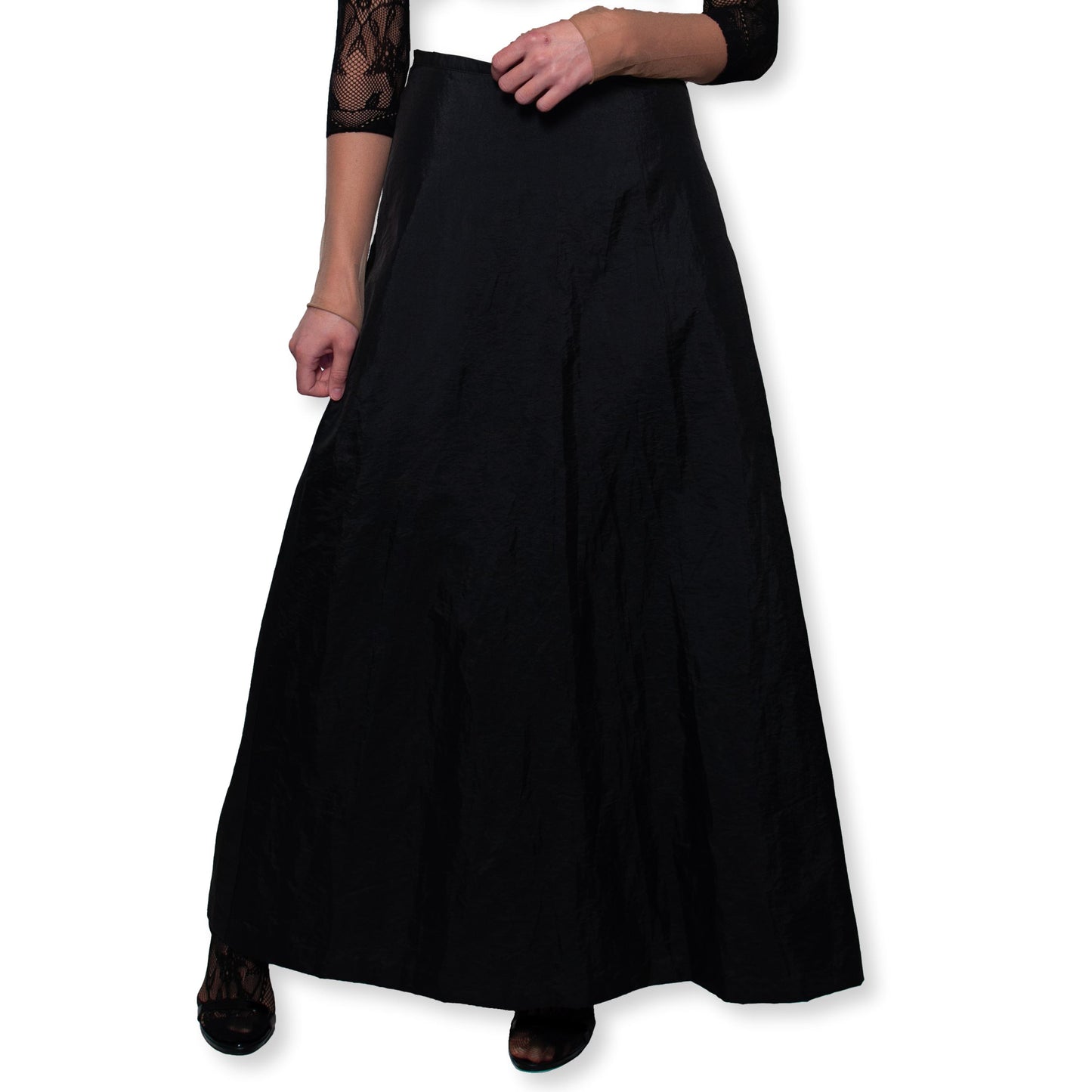 Vintage Black Nylon Maxi Skirt