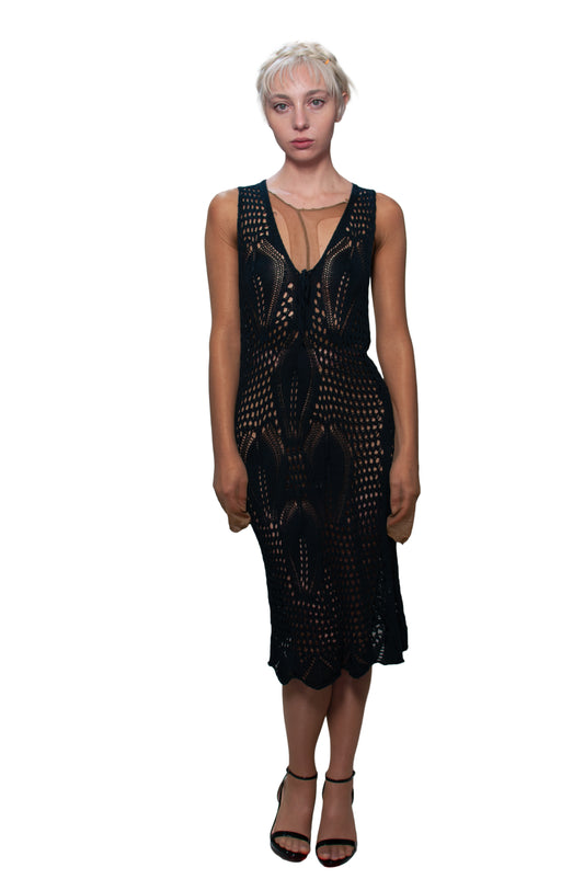 black sheer crochet dress, Twinset Simona Barbieri